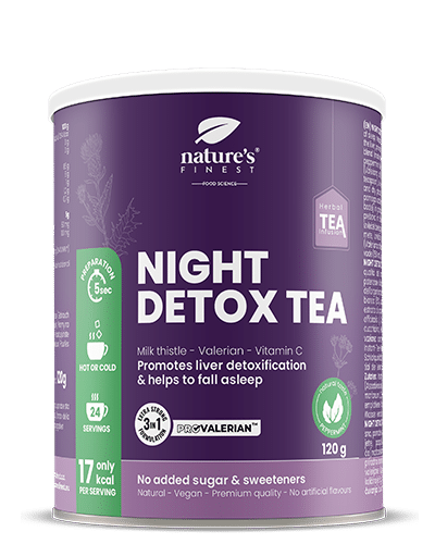 Night Detox Tea , Søvn Te , Funktionel Te , Renseblanding , ProValerian™ , Økologisk , Vegansk , Afslapning , 120g