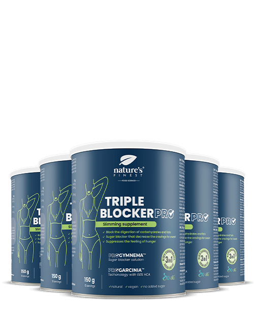 Triple Blocker Pro 2+3 , Kolhydratblockerare , Sockerblockerare , Fettförbrännare , Gymnema Sylvestre , HCA , 750g