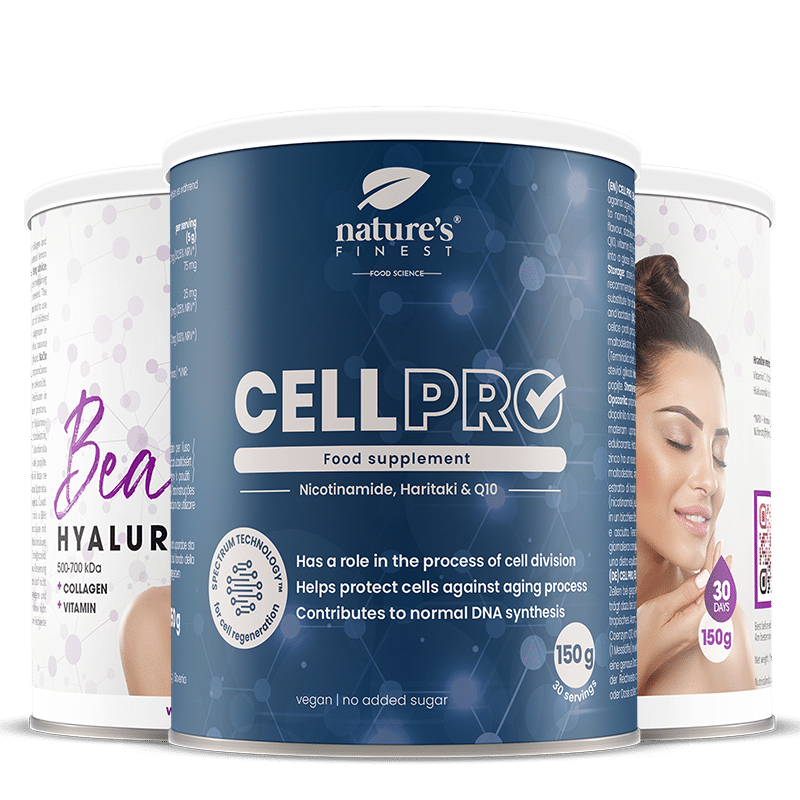 Cell Pro | Sund Aldringsdrik med Nicotinamid B3, Zink, Haritaki | i bundt med Hyaluronsyre | fra Nature's Finest